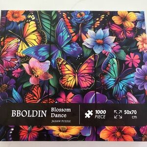 Blossom Dance 1000 Piece Jigsaw Puzzle - Colorful Butterfly and Flower Design